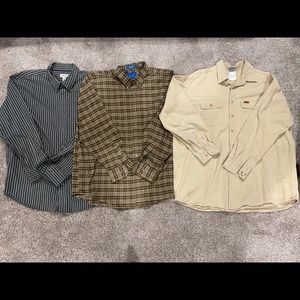 One set of 3 men’s long sleeved button up shirts